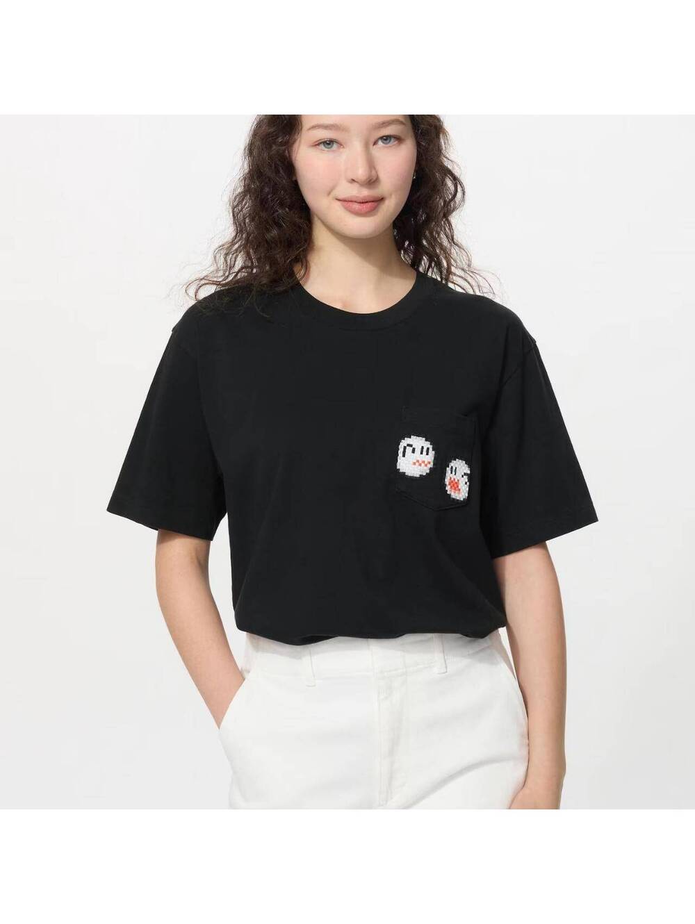 Uniqlo UT Archive Super Mario Boo Pixel Pocket Tee, Black, XS